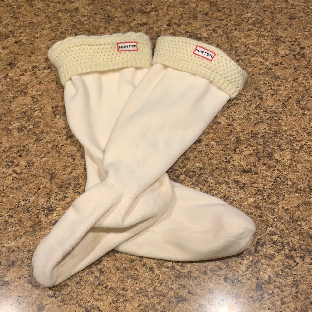 EUC Hunter Boot Socks Liners Crochet Cream M/L